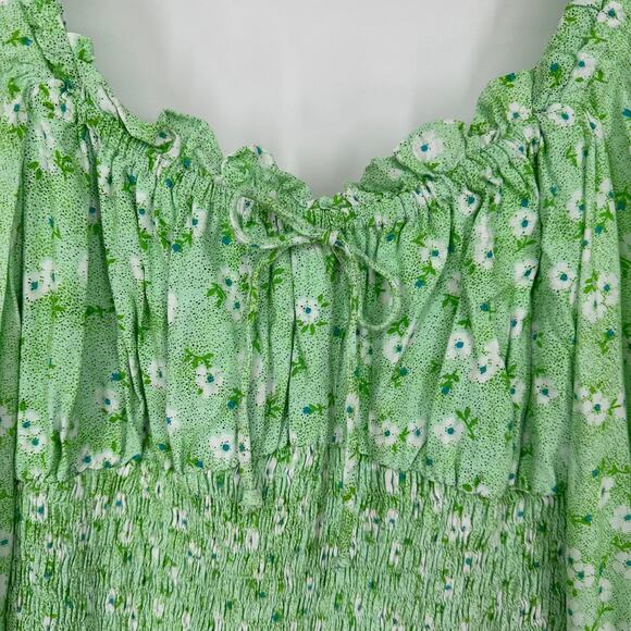 Faithfull The Brand Cosima Mini Dress Floral Ruffle Smocked Balloon Sleeve - Picture 10 of 16